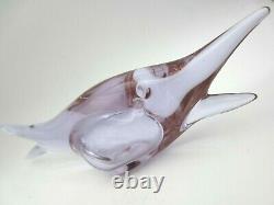 Seguso fish figure pink blue alexandrite 50s vintage Murano Italian art glass