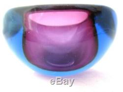 Seguso flat top square geode bowl dish Pink & Blue Sommerso murano art glass 1kg