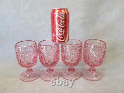 Set 4 Moon and Stars Pattern Glass Fenton LG Wright PINK Goblets