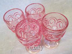 Set 4 Moon and Stars Pattern Glass Fenton LG Wright PINK Goblets