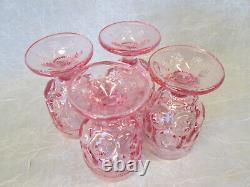 Set 4 Moon and Stars Pattern Glass Fenton LG Wright PINK Goblets