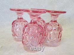 Set 4 Moon and Stars Pattern Glass Fenton LG Wright PINK Goblets