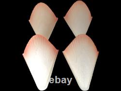 Set 4 Vintage Art Deco Frosted White Pink Glass Wall Light Slip Shades Reclaimed