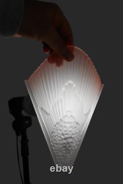 Set 4 Vintage Art Deco Frosted White Pink Glass Wall Light Slip Shades Reclaimed