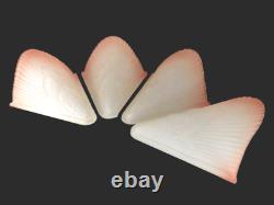 Set 4 Vintage Art Deco Frosted White Pink Glass Wall Light Slip Shades Reclaimed