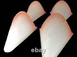 Set 4 Vintage Art Deco Frosted White Pink Glass Wall Light Slip Shades Reclaimed