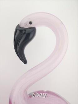 Set Of 2 TALL Art Glass Pink Flamingos Fabrique A La Main