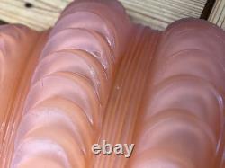 Set Of 3 Vintage Art Deco Pink Scalloped Clam Shell Glass Shades- 1930's Design
