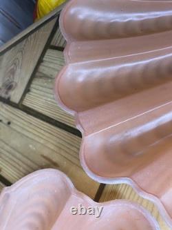 Set Of 3 Vintage Art Deco Pink Scalloped Clam Shell Glass Shades- 1930's Design