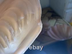 Set Of 3 Vintage Art Deco Pink Scalloped Clam Shell Glass Shades- 1930's Design