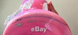 Set of (2) Antique Pink Victorian Cased Glass Candle Lusters Mantel Art Deco