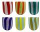 Set of Six 6 Murano Art Glass Tumblers Canne Opaque Pink Green Blue Yellow Red
