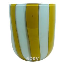 Set of Six 6 Murano Art Glass Tumblers Canne Opaque Pink Green Blue Yellow Red