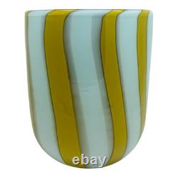 Set of Six 6 Murano Art Glass Tumblers Canne Opaque Pink Green Blue Yellow Red
