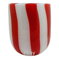 Set of Six 6 Murano Art Glass Tumblers Canne Opaque Pink Green Blue Yellow Red