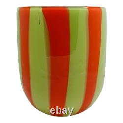 Set of Six 6 Murano Art Glass Tumblers Canne Opaque Pink Green Blue Yellow Red