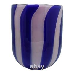 Set of Six 6 Murano Art Glass Tumblers Canne Opaque Pink Green Blue Yellow Red