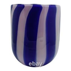Set of Six 6 Murano Art Glass Tumblers Canne Opaque Pink Green Blue Yellow Red
