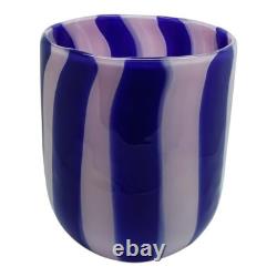 Set of Six 6 Murano Art Glass Tumblers Canne Opaque Pink Green Blue Yellow Red