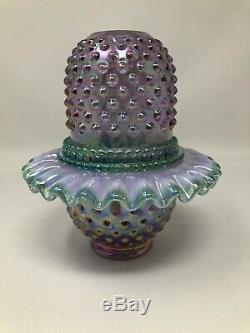 Shelley Fenton Lavender Pink Green Iridescent Hobnail 3 Piece Fairy Lamp