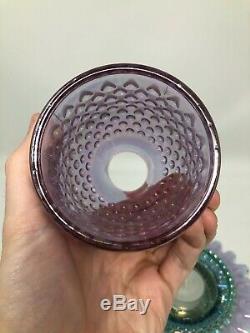 Shelley Fenton Lavender Pink Green Iridescent Hobnail 3 Piece Fairy Lamp