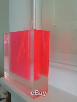 Shiro Kuramata Vase Clear Glass and Acrylic Fluoro Pink