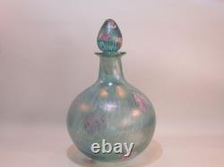 Siddy Langley Irridescent Glass Stoppered Vase Acid Edged Signed 2003