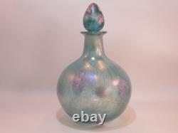 Siddy Langley Irridescent Glass Stoppered Vase Acid Edged Signed 2003