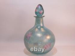 Siddy Langley Irridescent Glass Stoppered Vase Acid Edged Signed 2003