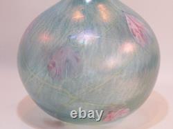 Siddy Langley Irridescent Glass Stoppered Vase Acid Edged Signed 2003
