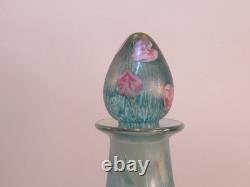 Siddy Langley Irridescent Glass Stoppered Vase Acid Edged Signed 2003
