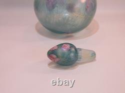 Siddy Langley Irridescent Glass Stoppered Vase Acid Edged Signed 2003