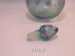 Siddy Langley Irridescent Glass Stoppered Vase Acid Edged Signed 2003