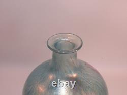Siddy Langley Irridescent Glass Stoppered Vase Acid Edged Signed 2003