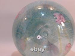 Siddy Langley Irridescent Glass Stoppered Vase Acid Edged Signed 2003