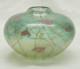Siddy Langley Studio Glass Globular Vase, Green & Pink Love Hearts Signed 1985