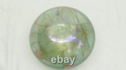 Siddy Langley Studio Glass Globular Vase, Green & Pink Love Hearts Signed 1985