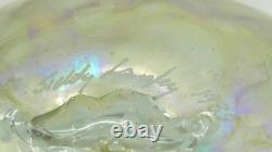 Siddy Langley Studio Glass Globular Vase, Green & Pink Love Hearts Signed 1985