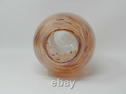 Signed Art Glass Vase Iridescent Peach Tan Red Swirl Rosetree New Orleans 11