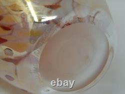 Signed Art Glass Vase Iridescent Peach Tan Red Swirl Rosetree New Orleans 11