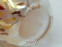 Signed Art Glass Vase Iridescent Peach Tan Red Swirl Rosetree New Orleans 11