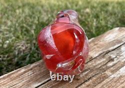 Signed Christopher Thornton Pink And Red Art Glass Chest/Vase