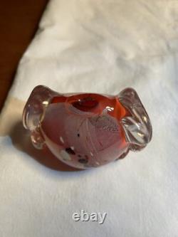 Signed Christopher Thornton Pink And Red Art Glass Chest/Vase