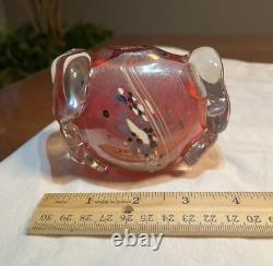 Signed Christopher Thornton Pink And Red Art Glass Chest/Vase