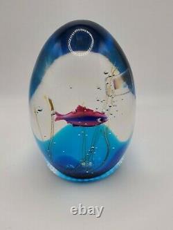 Signed Elio Raffaeli Oggetti Murano Pink Fish Aquarium Art Glass Paperweight 5