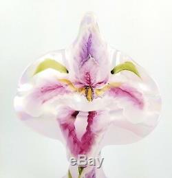 Signed Fenton Pink Art Glass Jack in the Pulpit Vase Hand Painted Orchid