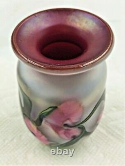 Signed John Lotton Pink Multiflora / White Opal Vase- Signed Dated 1990