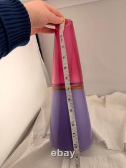 Signed Michael Jaross 1995 Art Glass Vase Pink Purple Cased Studio Glass MCM