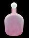 Signed Murano Art Glass Inciso Decanter Bottle And Stopper XL Size Pink White