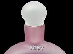 Signed Murano Art Glass Inciso Decanter Bottle And Stopper XL Size Pink White